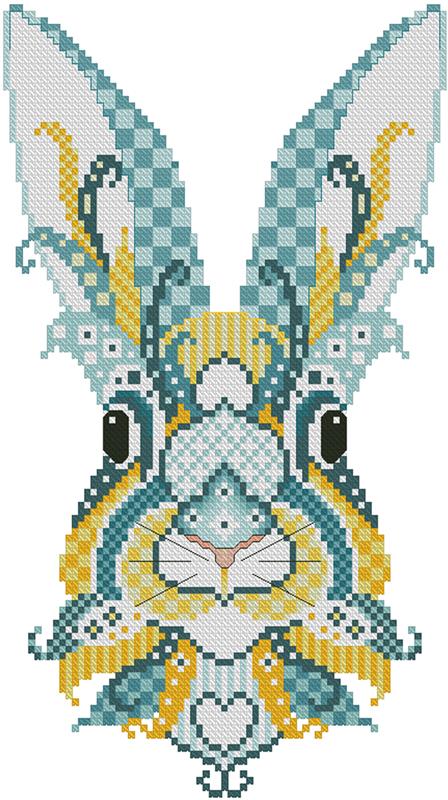 Colorful Bunnies Aqua and Yellow